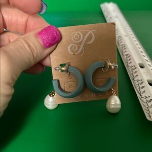 Elegant Gray Earrings with Pearl Accents